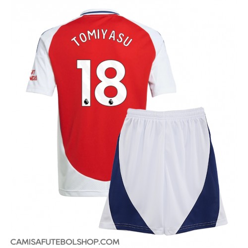 Camisa de time de futebol Arsenal Takehiro Tomiyasu #18 Replicas 1º Equipamento Infantil 2024-25 Manga Curta (+ Calças curtas)